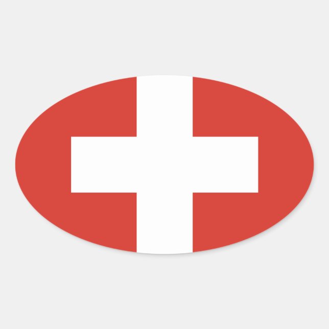 Switzerland National Flag Oval Sticker (Front)