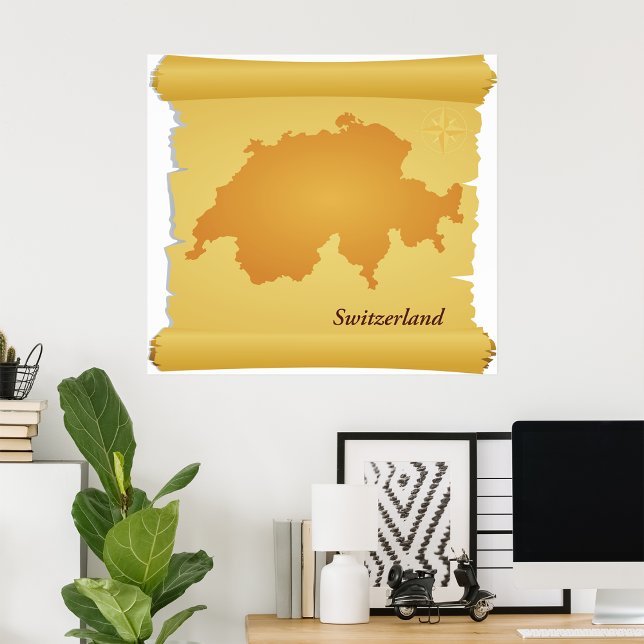 Switzerland On A Parchment Poster (Creator Uploaded)