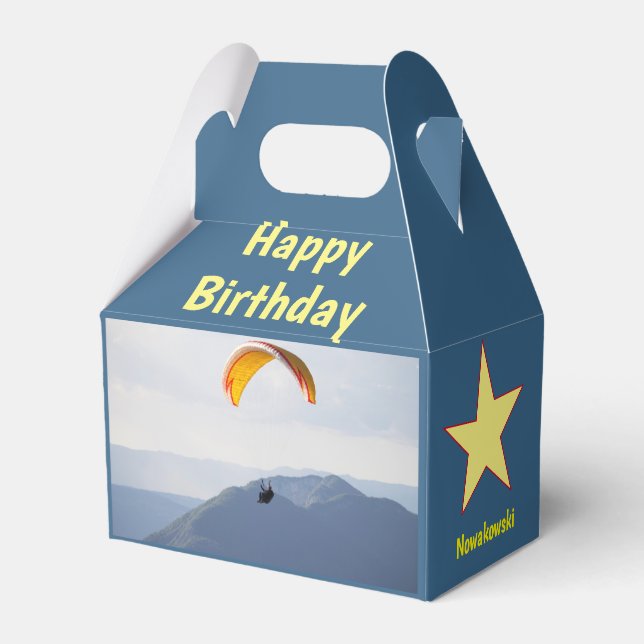Switzerland Paraglider Flying Orange Birthday Fun  Favor Box (Back Side)