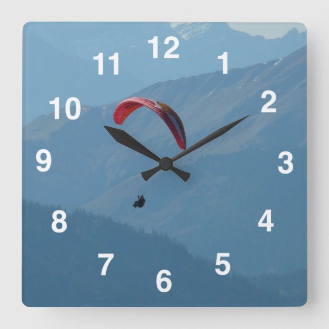 Switzerland Paraglider Square Wall Clock (Front)