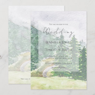 Switzerland pine forest  wedding invitation 