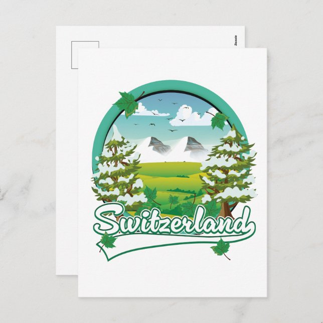 Switzerland retro travel logo holiday postcard (Front/Back)