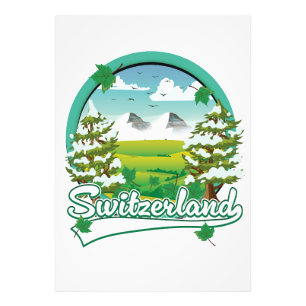 Switzerland retro travel logo photo print