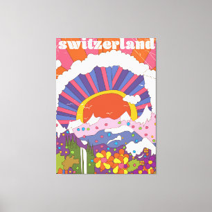 Switzerland Retro travel poster Canvas Print