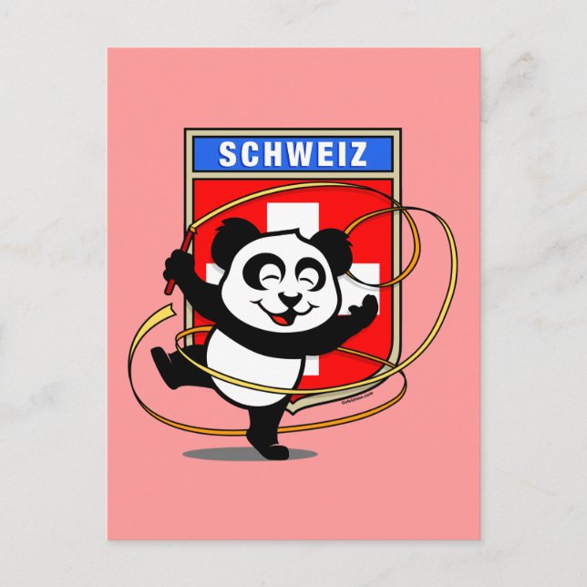 Switzerland Rhythmic Gymnastics Panda Postcard (Front)