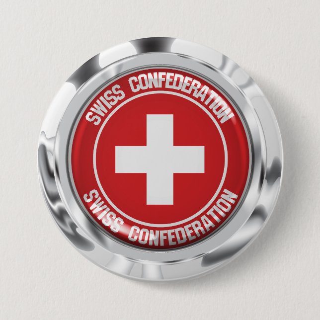 Switzerland Round Emblem 3 Inch Round Button (Front)