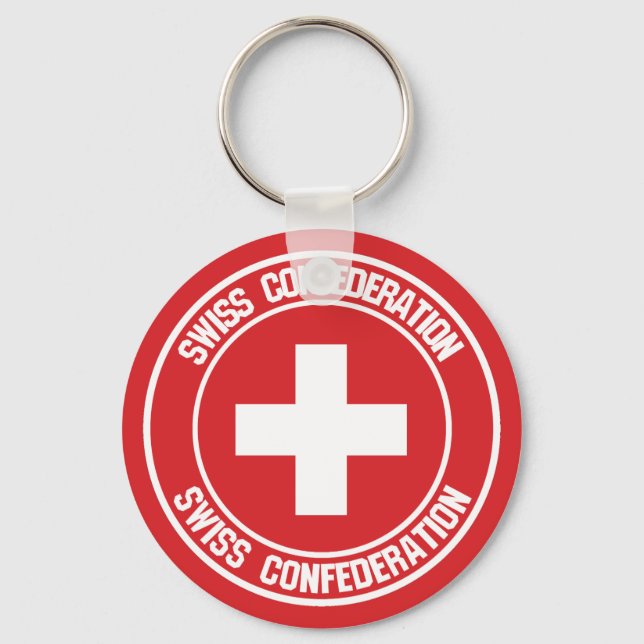 Switzerland Round Emblem Keychain (Front)