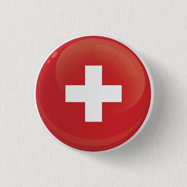 Switzerland  Round Icon Flag 1 Inch Round Button (Front)