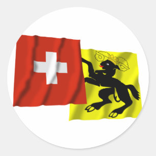 Switzerland & Schaffhausen Waving Flags Classic Round Sticker