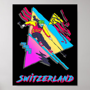 Switzerland Ski Skier Retro Snow Skiing Adventure Poster