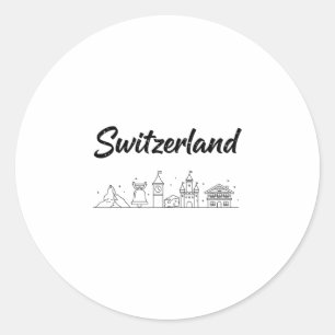 Switzerland Skyline Travel Vacation Outfits  Classic Round Sticker