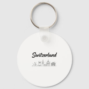 Switzerland Skyline Travel Vacation Outfits Keychain