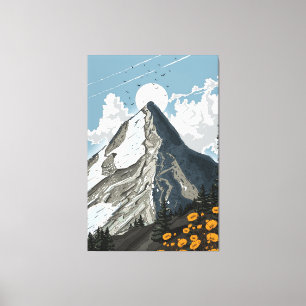 Switzerland Snow Capped Mountain Canvas Print
