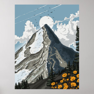 Switzerland Snow Capped Mountain Poster