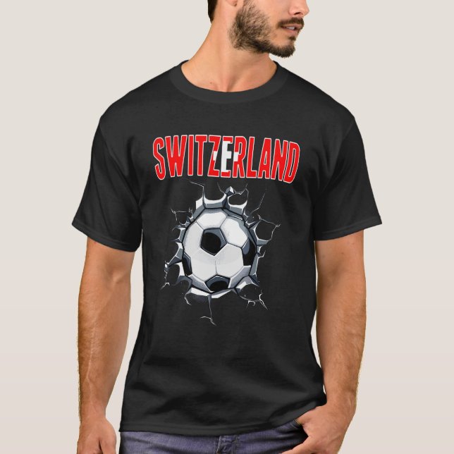 Switzerland Soccer Fans - Swiss Football In Cracke T-Shirt (Front)