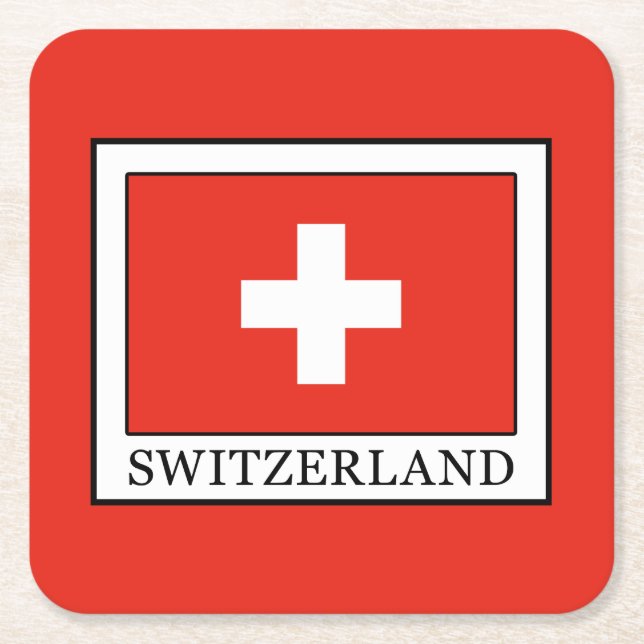 Switzerland Square Paper Coaster (Front)