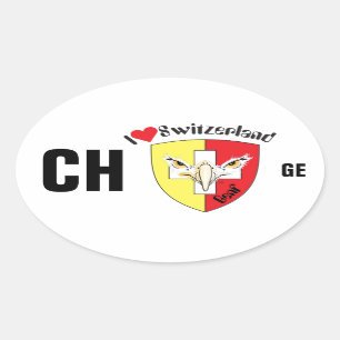 Switzerland Suisse Svizzera Svizra Switzerland Oval Sticker
