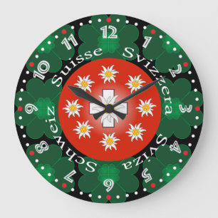 Switzerland Suisse Svizzera Svizzi Switzerland clo Large Clock