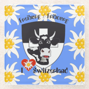 Switzerland Suisse Untersetter Freiburg Glass Coaster