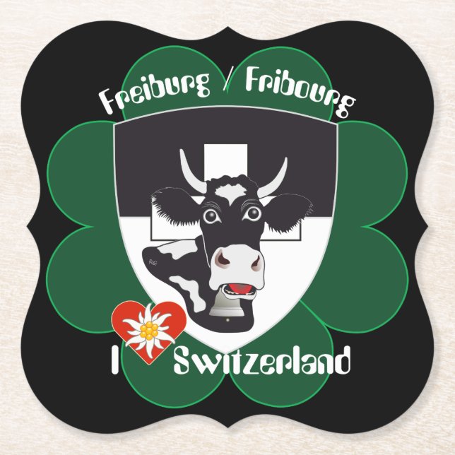 Switzerland Suisse Untersetter Freiburg Paper Coaster (Front)
