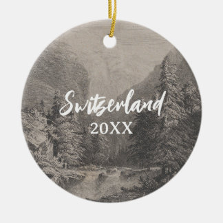 Switzerland Swiss Alps Landscape Art Ceramic Ornament