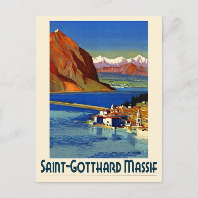 Switzerland Swiss Alps Vintage Travel Poster Postcard (Front)
