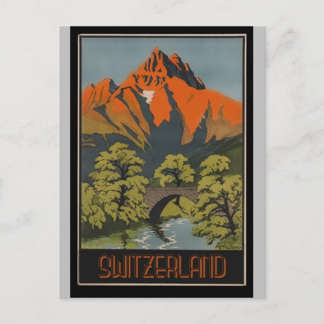 Switzerland Swiss Alps Vintage Travel Poster Postcard (Front)
