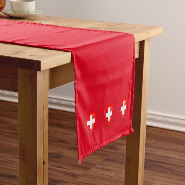 Switzerland Swiss coat of arms flag red Short Table Runner (In Situ)