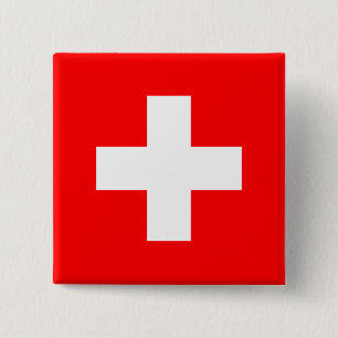 Switzerland (Swiss) Flag 2 Inch Square Button