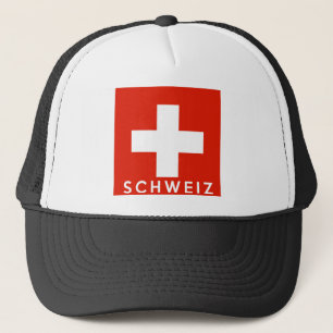 Switzerland Swiss flag country schweiz text name Trucker Hat