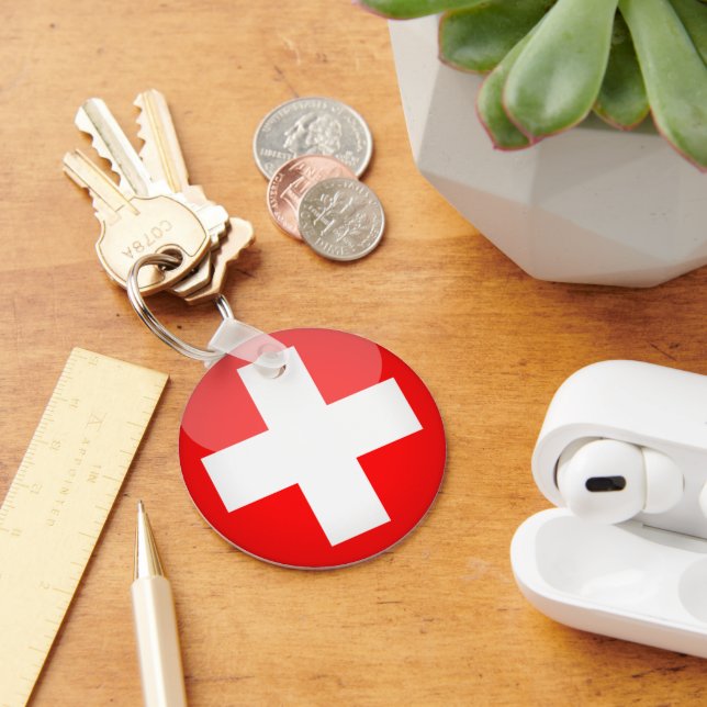 Switzerland & Swiss Flag Cross fashion / keychain (Desk)