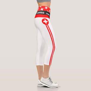Switzerland & Swiss Flag fashion, Fitness, Sports  Capri Leggings