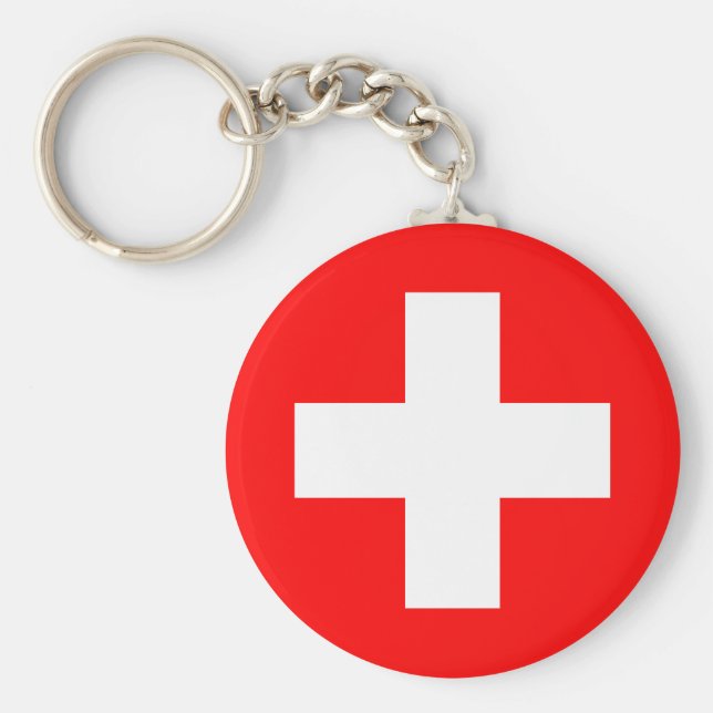 Switzerland (Swiss) Flag Keychain (Front)