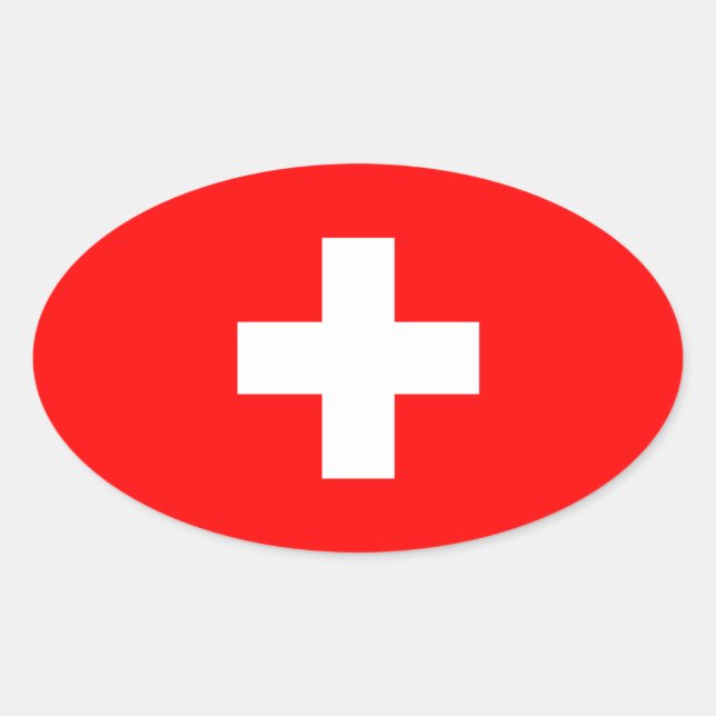 Switzerland - Swiss Flag Oval Sticker (Front)