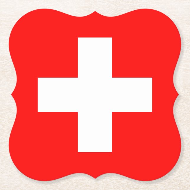 Switzerland (Swiss) Flag Paper Coaster (Front)
