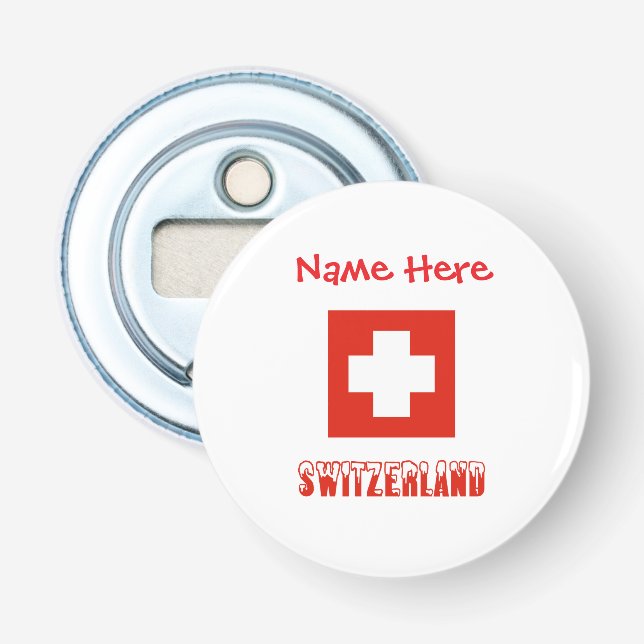 Switzerland Swiss Flag Red Personalization  Bottle Opener (Front)