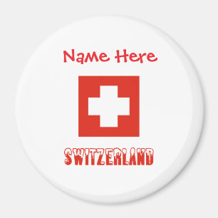 Switzerland Swiss Flag Red Personalization  Magnet