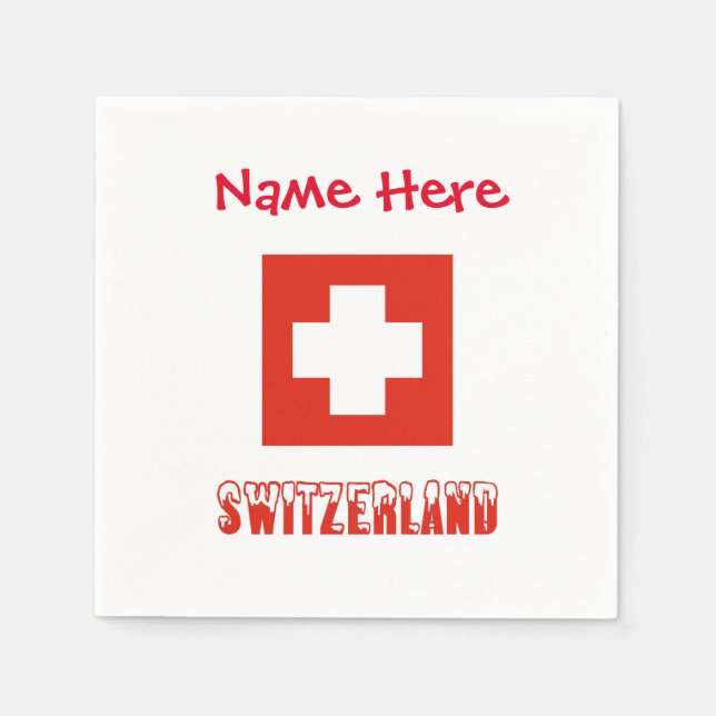 Switzerland Swiss Flag Red Personalization Paper Napkin (Front)