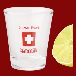Switzerland Swiss Flag Red Personalization  Shot Glass