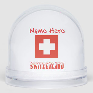 Switzerland Swiss Flag Red Personalization  Snowglobe