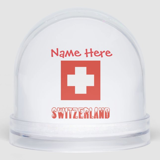 Switzerland Swiss Flag Red Personalization  Snowglobe (Front)