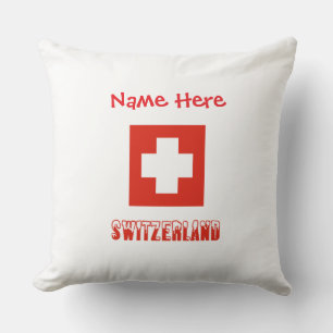 Switzerland Swiss Flag Red Personalized  Throw Pillow