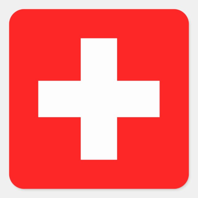 Switzerland (Swiss) Flag Square Sticker (Front)