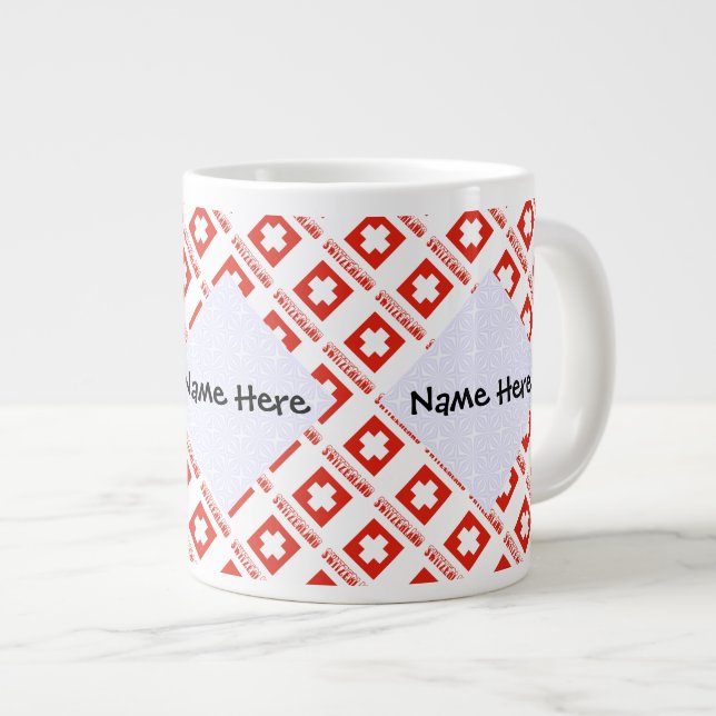 Switzerland Swiss Flag Tiled Personalized  Large Coffee Mug (Front Right)