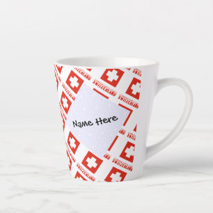 Switzerland Swiss Flag Tiled Personalized Latte Mug