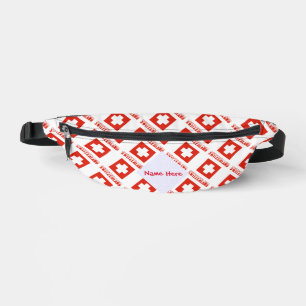 Switzerland Swiss Flag Tiled Red Personalization  Fanny Pack