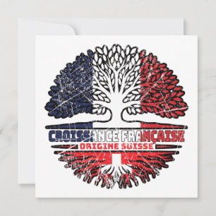 Switzerland Swiss French France Tree Roots Flag Card