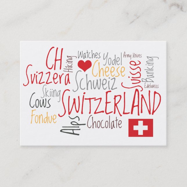 Switzerland Swiss Theme Tourism Business Cards (Front)