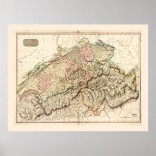 Switzerland (Swisserland) Map c. 1818 Poster