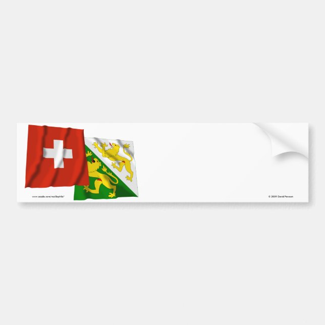 Switzerland & Thurgau Waving Flags Bumper Sticker (Front)